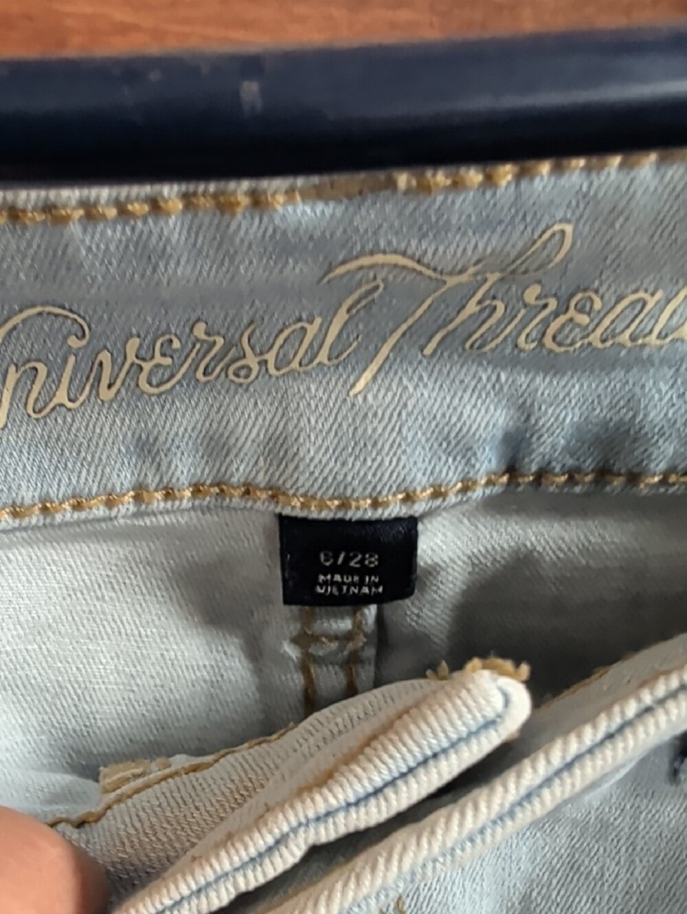 Universal Thread Light Blue Button-Front Distressed Denim Shorts - Picture 2 of 4